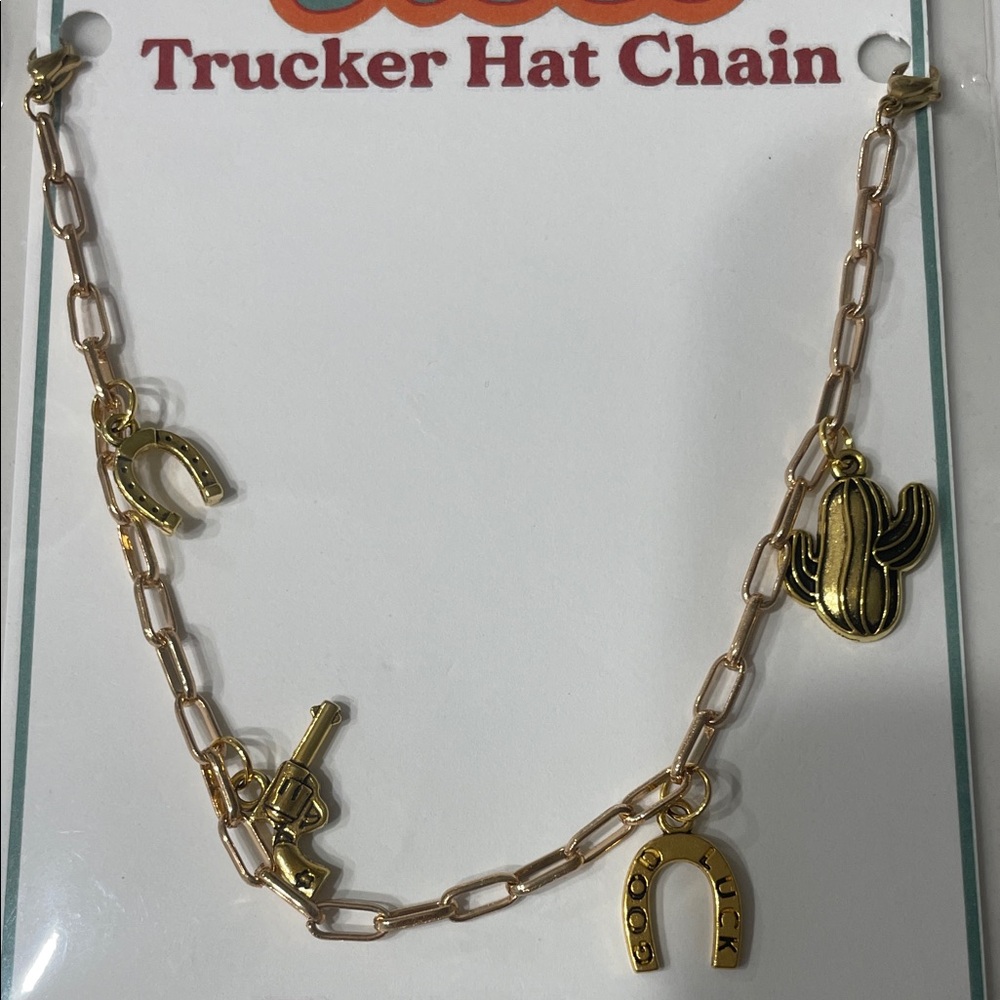 Gold Western Country Charm Trucker Hat Chain